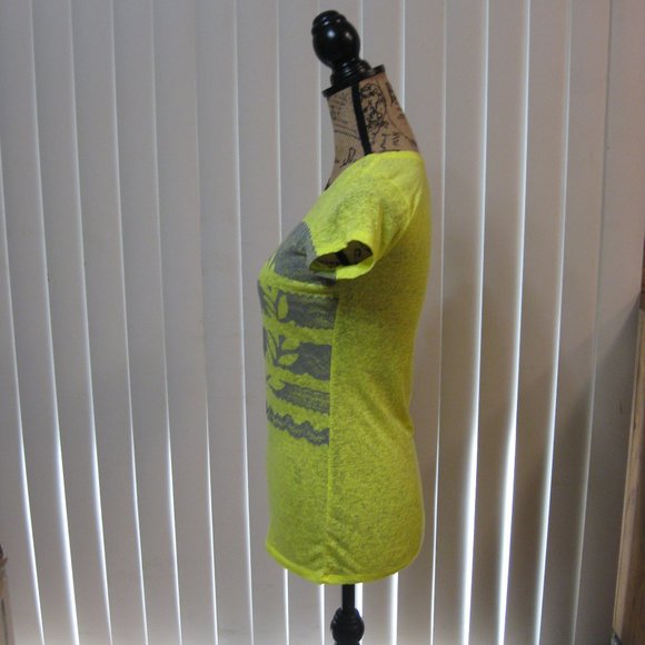 NWOT Express neon yellow graphic tee t shirt top XS extra small - Picture 3 of 6